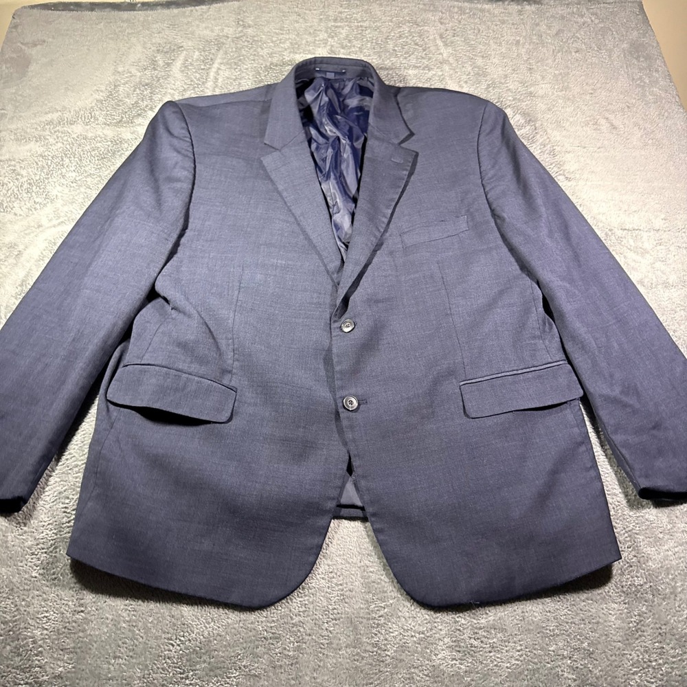 Jos A Bank 1905 Navy Blue Wool‎ Blend 2 Button Blazer Jacket 52 R brrr Lining